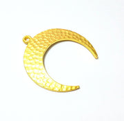 2 Crescent Charm Moon Charm Gold Plated Charms (41x38mm)  G7385