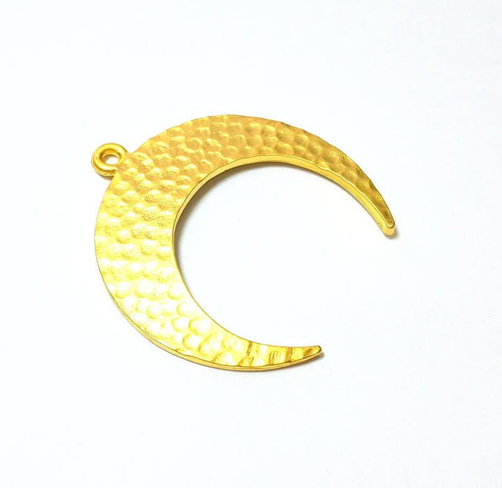 2 Crescent Charm Moon Charm Gold Plated Charms (41x38mm)  G7385