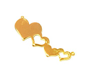 Gold Charms Gold Plated Heart Charms 24K Gold Plated Brass (50x19mm)  G7388