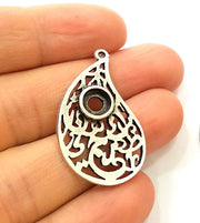 Silver Pendant Antique Silver Plated Pendant Blank (37x22mm) G7397