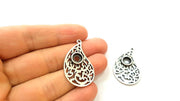 Silver Pendant Antique Silver Plated Pendant Blank (37x22mm) G7397