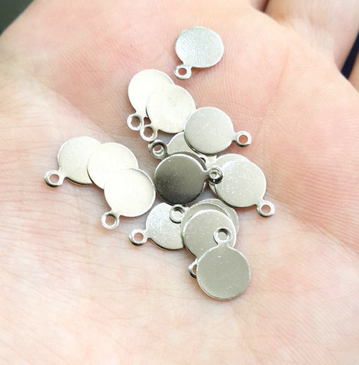 50 Pcs (8mm) Silver Color Brass Charms   G888