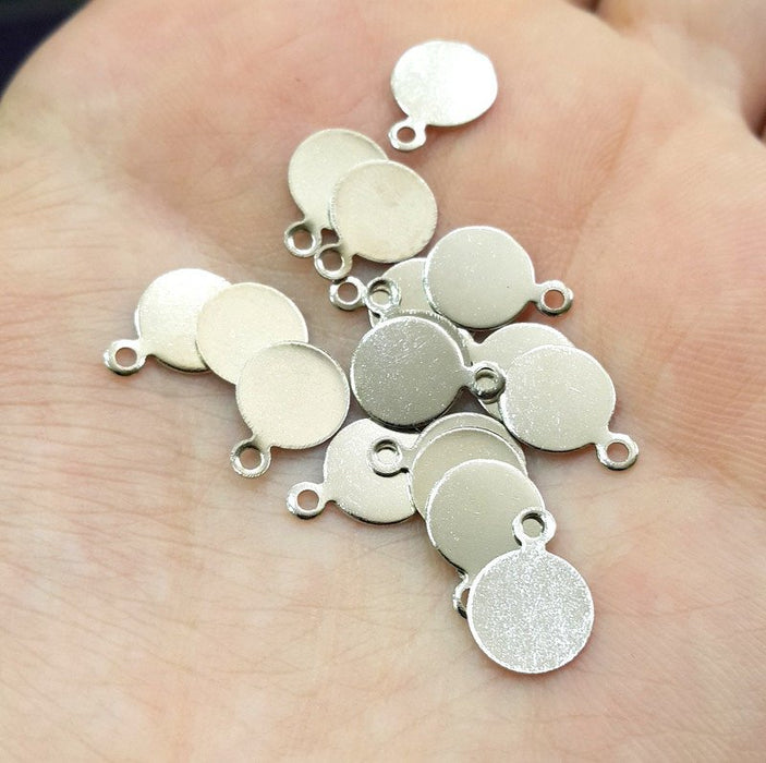 50 Pcs (8mm) Silver Color Brass Charms   G888