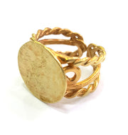 Raw Brass Ring Blank Bezel Settings Cabochon Base Mountings  Adjustable Ring Blank  (20mm Blank)  G6678
