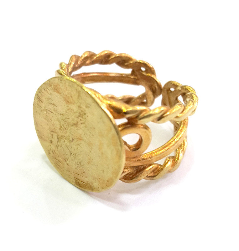 Raw Brass Ring Blank Bezel Settings Cabochon Base Mountings  Adjustable Ring Blank  (20mm Blank)  G6678