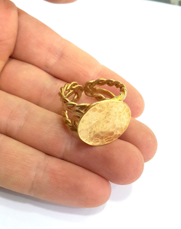 Raw Brass Ring Blank Bezel Settings Cabochon Base Mountings  Adjustable Ring Blank  (20mm Blank)  G6678