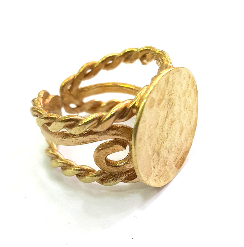 Raw Brass Ring Blank Bezel Settings Cabochon Base Mountings  Adjustable Ring Blank  (20mm Blank)  G6678