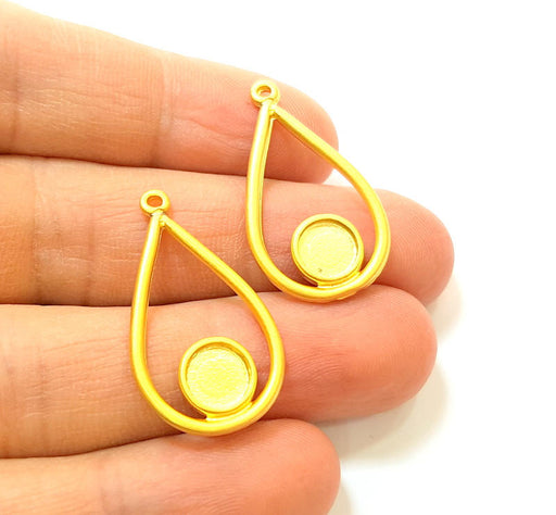 Gold Charms Gold Plated Drop Charms Blank (32x18mm)  G7402