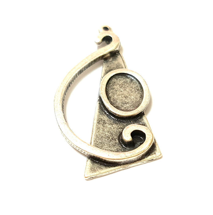 Silver Pendant Antique Silver Plated Pendant Blank (42x21mm) G9096