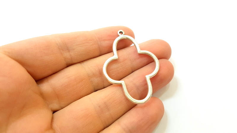 2 Silver Pendant Antique Silver Pendants (47x32mm) G7406