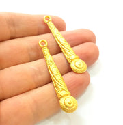 2 Gold Charms Gold Plated Charms (51x10mm) G7409