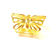 Gold Ring Blank Bezel Settings Cabochon Base Mountings Adjustable Ring 24K Gold Plated Brass ( 3mm blank ) G7416