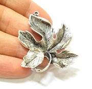 Silver Pendant Antique Silver Leaf Pendants (48mm) G7443