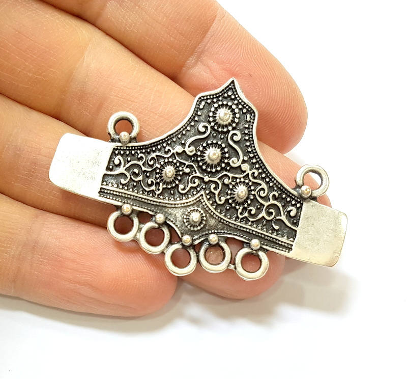 2 Silver Pendant Antique Silver Pendant Connector (54x38mm) G7444