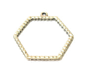 4 Silver Charms Antique Silver Plated Hexagon Charms (30mm)  G7447