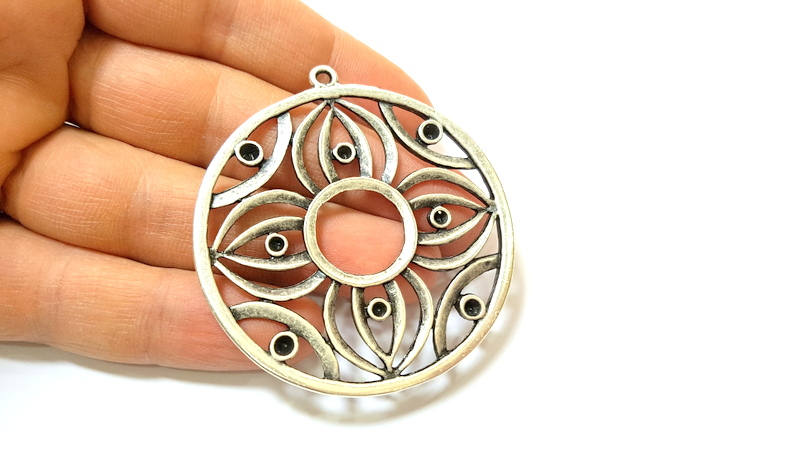 Silver Pendant Antique Silver Pendants (57mm) G7449