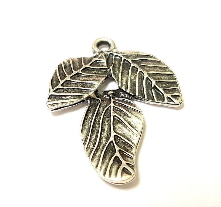 Silver Pendant Antique Silver Leaf Pendants (34x26mm) G7452