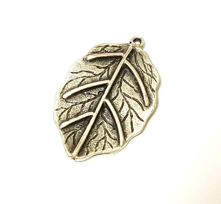 Silver Pendant Antique Silver Leaf Pendants (33x21mm) G7455