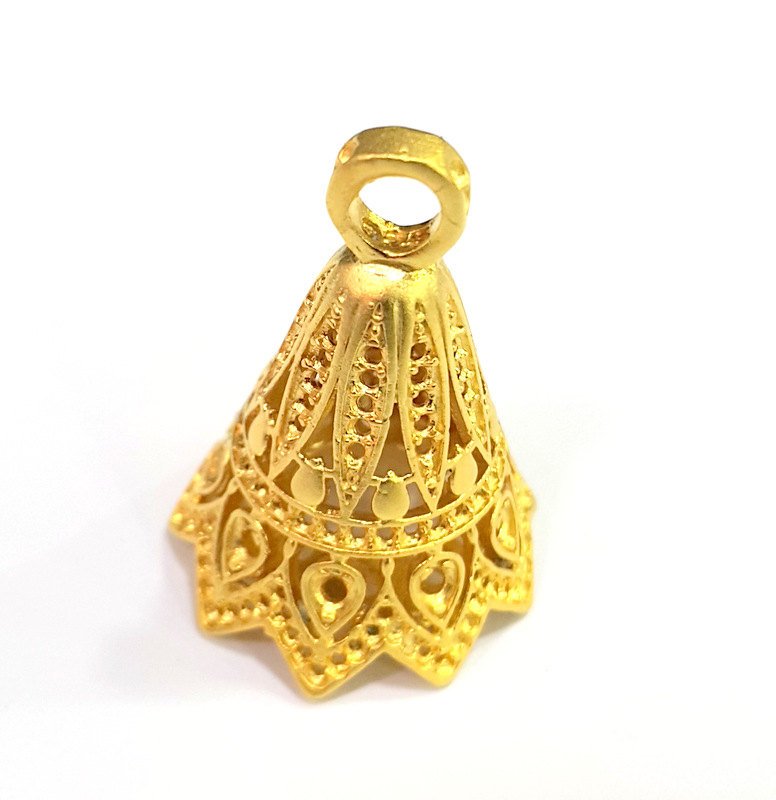 Gold Plated Brass Cones  Bead Caps  (34x23 mm) , Findings , G6679