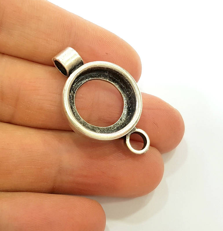 Silver Pendant Antique Silver Plated Pendant Blank (35x21mm) G7462