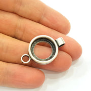 Silver Pendant Antique Silver Plated Pendant Blank (35x21mm) G7462