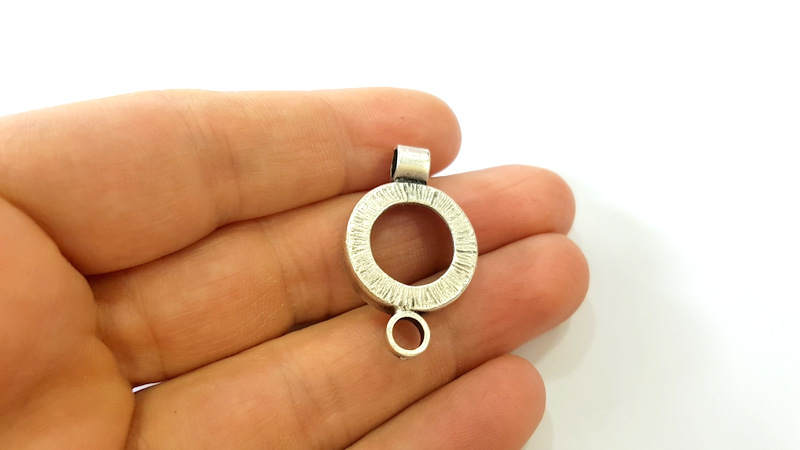 Silver Pendant Antique Silver Plated Pendant Blank (35x21mm) G7462