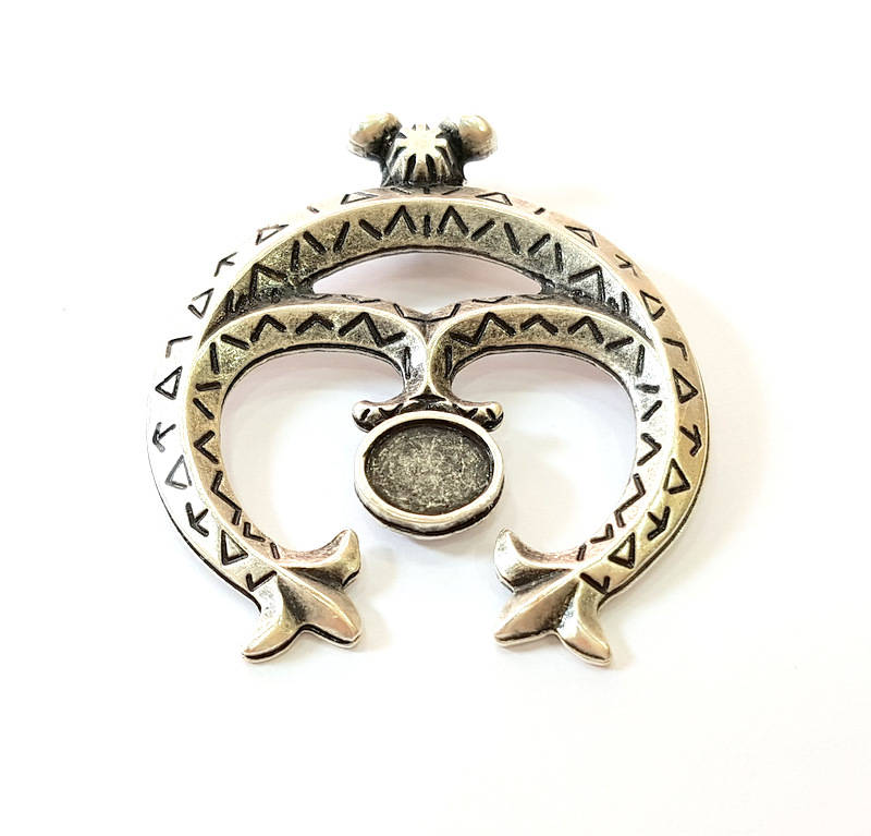 Silver Pendant Antique Silver Plated Pendant Blank (60x53mm) G7473