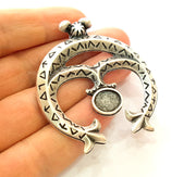 Silver Pendant Antique Silver Plated Pendant Blank (60x53mm) G7473