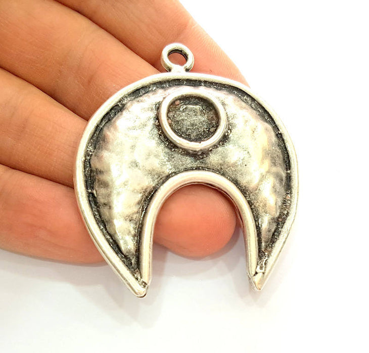Silver Pendant Antique Silver Plated Pendant Blank (57x49mm) G7475