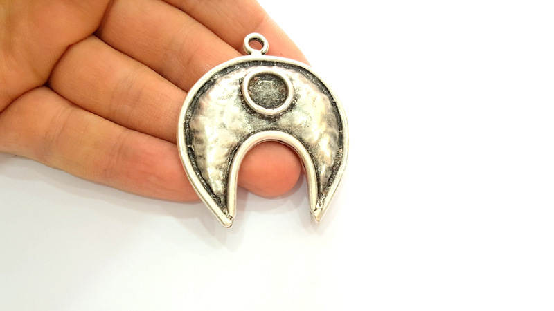 Silver Pendant Antique Silver Plated Pendant Blank (57x49mm) G7475