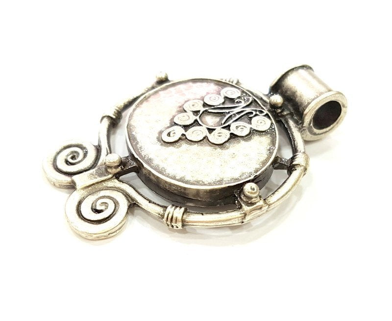 Antique Silver Tribal Pendants Ethnic Pendant (54x40mm) Antique Silver Plated G6681