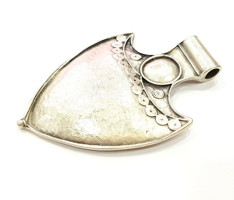Antique Silver Tribal Pendants Ethnic Pendant (78x55mm) Antique Silver Plated G6682