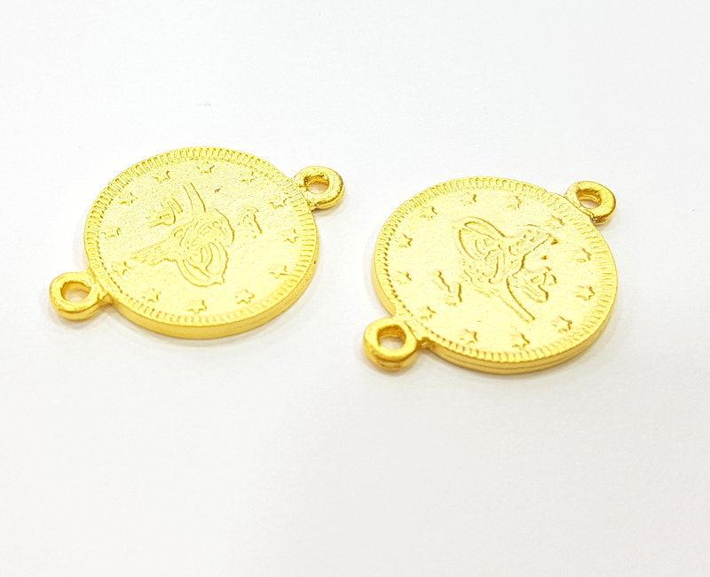 20 Gold Charms Gold Plated Ottoman Signature Charms  20 Pcs (18mm)  G7069