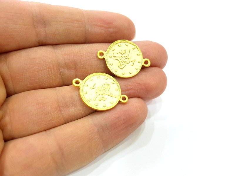 20 Gold Charms Gold Plated Ottoman Signature Charms  20 Pcs (18mm)  G7069