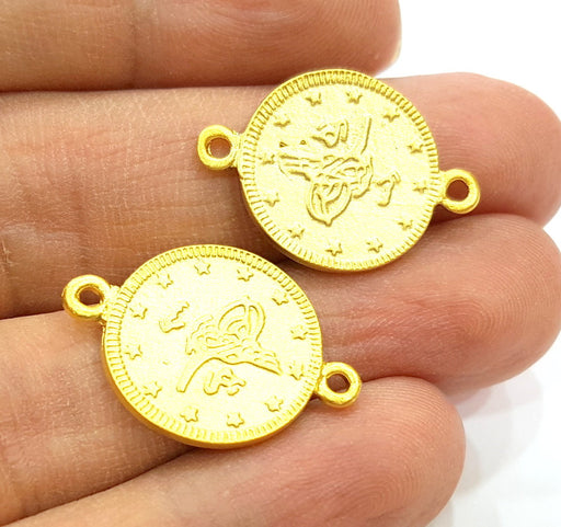 2 Gold Charms Gold Plated Ottoman Signature Charms  2 Pcs (18mm)  G7069