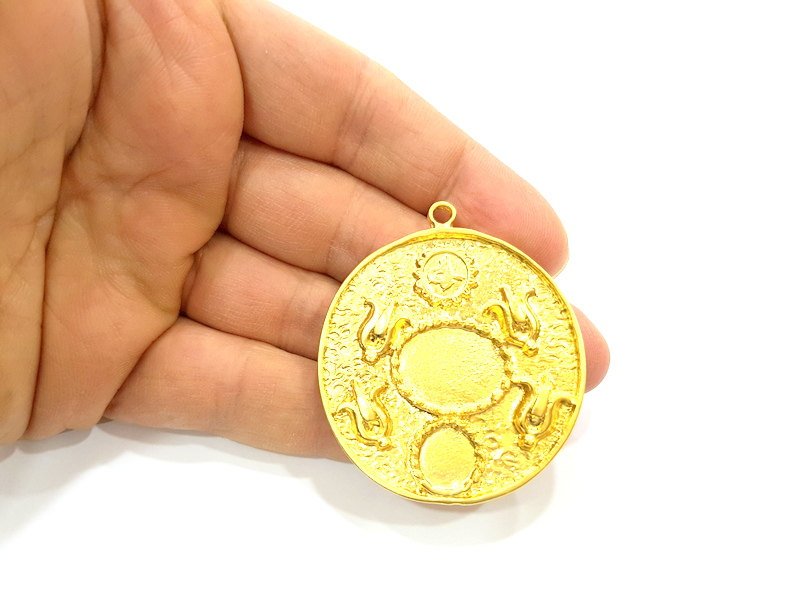 Gold Pendant Blank Pendants Gold Plated Pendant (47mm)  G6691