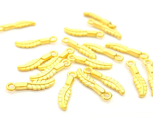 20 Gold Charms Leaf Charms Gold Plated Charms (16x4mm) G6692