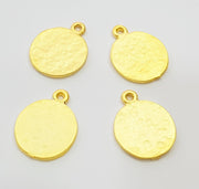 10 Gold Charms Gold Plated Hammered Charms  (16mm)  G6695