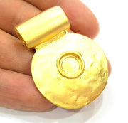 Gold Pendant Blank Gold Plated Pendant (35mm)  G6697