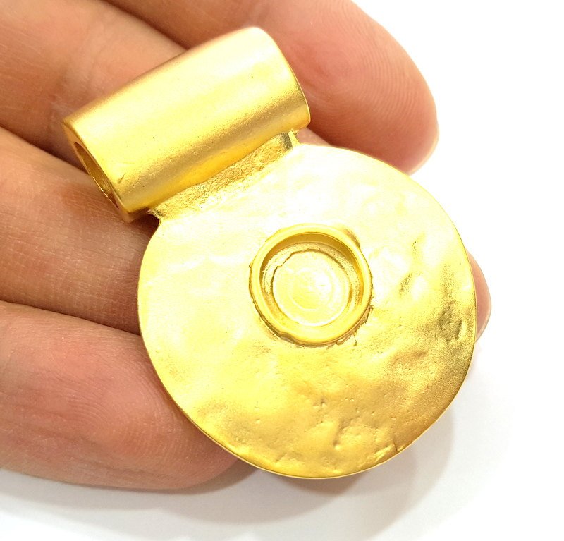 Gold Pendant Blank Gold Plated Pendant (35mm)  G6697