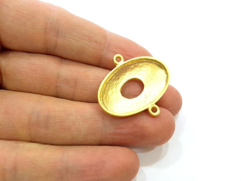 2 Gold Pendant Blank Gold Plated Connector (33x29mm)  G6700