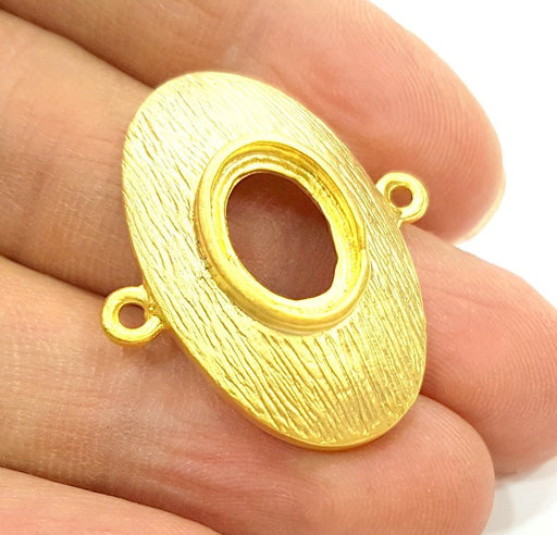 2 Gold Pendant Blank Gold Plated Connector (33x29mm)  G6700