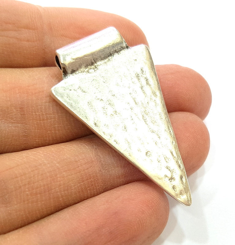 Antique Silver Triangle Pendants (45x25mm) Antique Silver Plated G6707