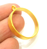 Gold Bezel Base Setting Necklace Blank Mountings Gold Plated Brass (30 mm blank) G6711