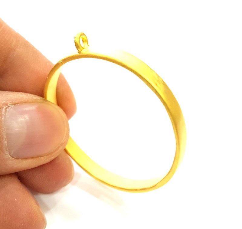 Gold Bezel Base Setting Necklace Blank Mountings Gold Plated Brass (40 mm blank) G6712