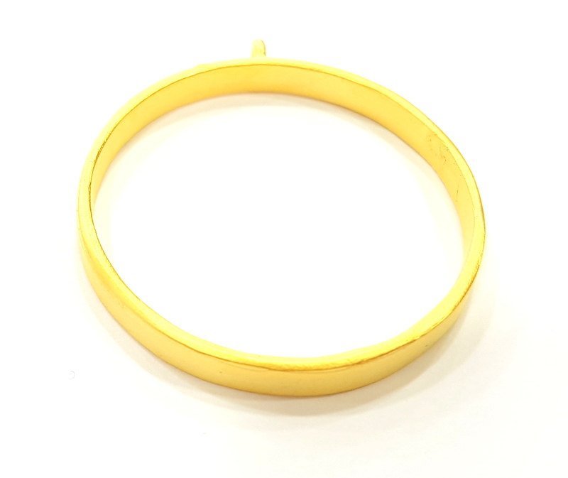 Gold Bezel Base Setting Necklace Blank Mountings Gold Plated Brass (40 mm blank) G6712