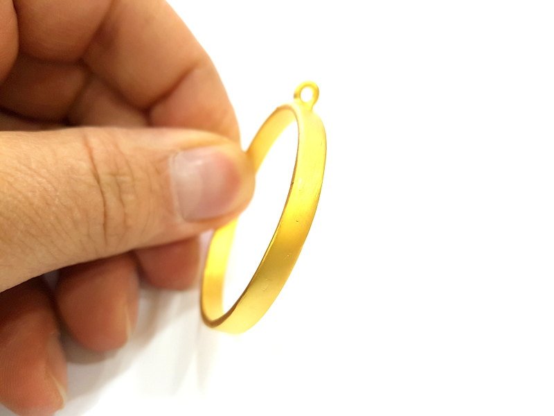 Gold Bezel Base Setting Necklace Blank Mountings Gold Plated Brass (40 mm blank) G6712