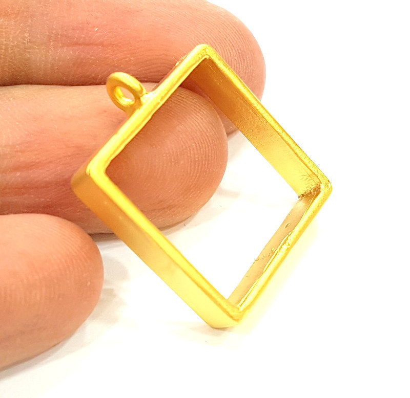 Gold Bezel Base Setting Necklace Blank Mountings Gold Plated Brass (20 mm blank) G6713