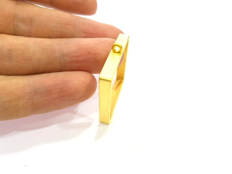 Gold Bezel Base Setting Necklace Blank Mountings Gold Plated Brass (40 mm blank) G6716