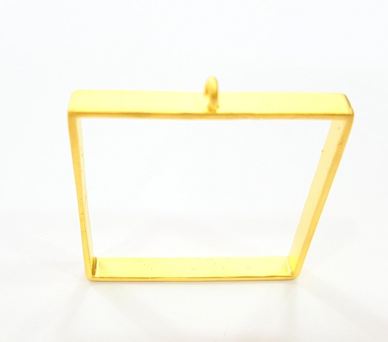 Gold Bezel Base Setting Necklace Blank Mountings Gold Plated Brass (40 mm blank) G6716